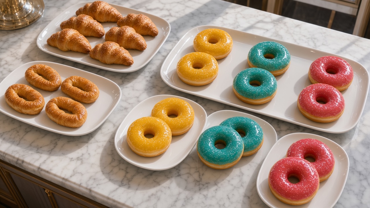 Pastry counter with translucent glitter GloGlaze