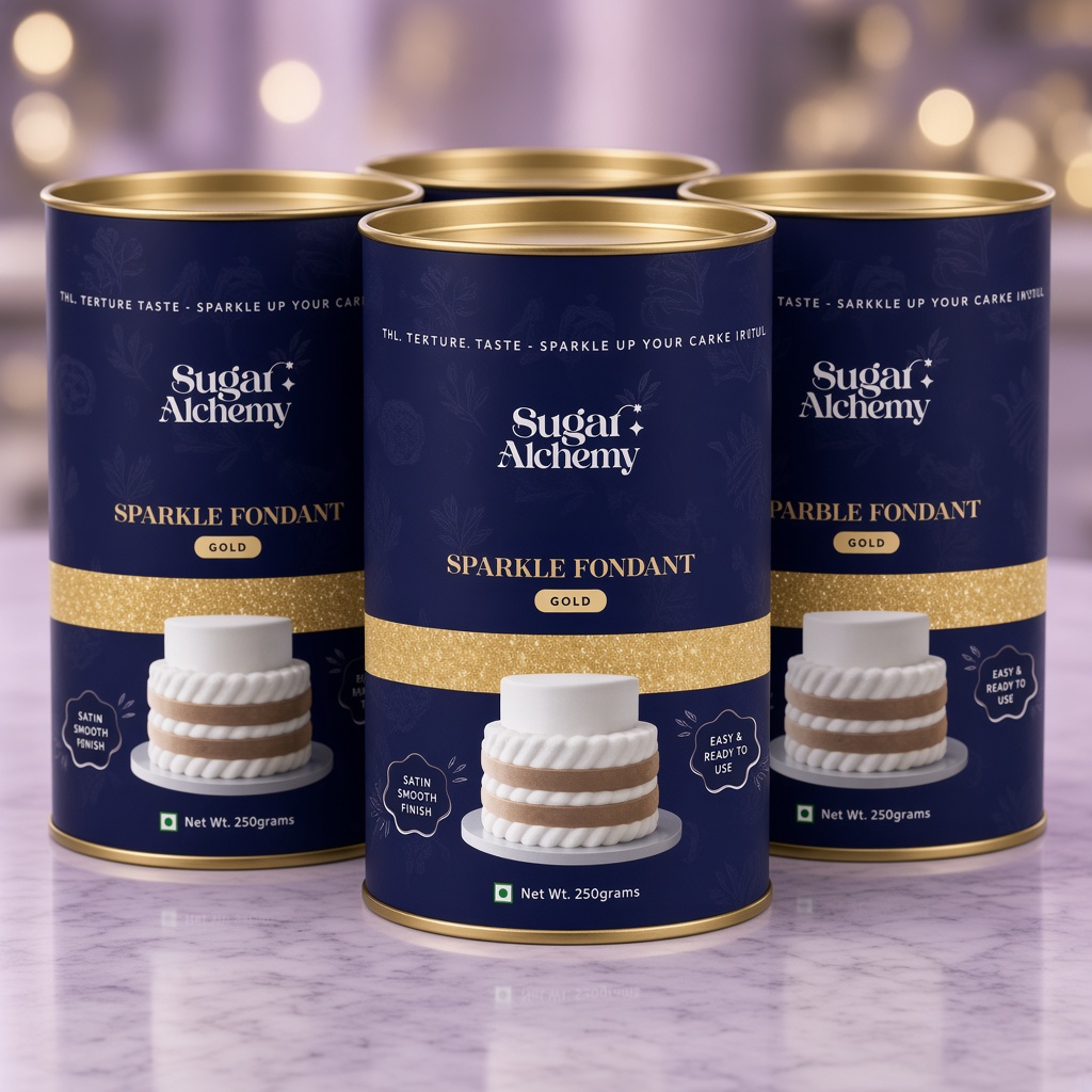 Gold sparkle fondant packaging